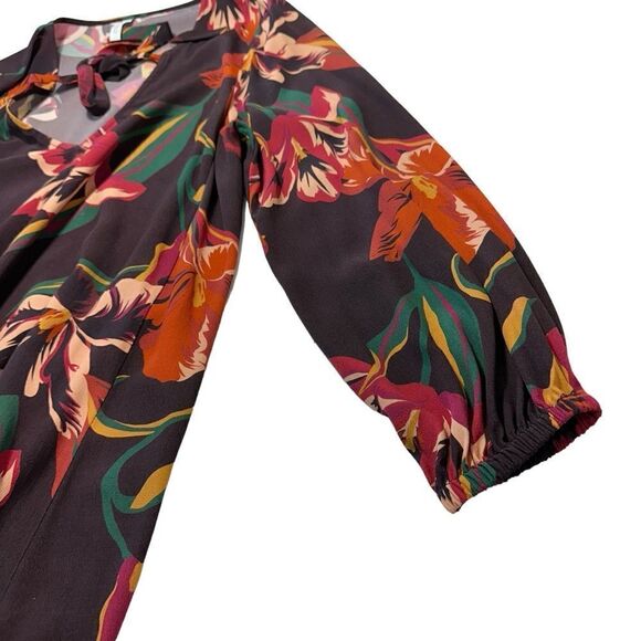 Rachel Pally Chocolate Brown Floral Crepe Manon Dress in Tulip, Size Small - Picture 7 of 11